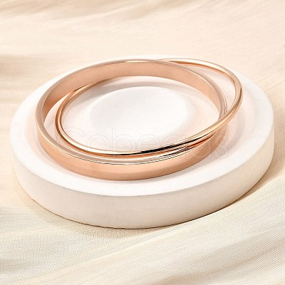 304 Stainless Steel Bangles BJEW-V004-01RG-1