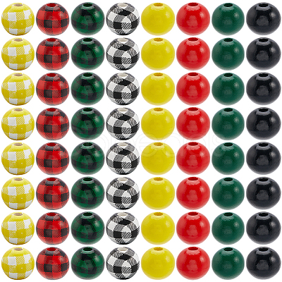 200Pcs 8 Styles Christmas Theme Wooden Beads WOOD-PA0001-09-1