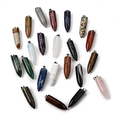 Natural Mixed Stone Pointed Pendants G-F820-12-1
