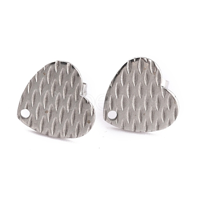 Non-Tarnish Heart Shape 304 Stainless Steel Stud Earring Findings EJEW-O104-11P-1