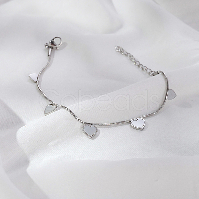 Elegant Stainless Steel Heart Charm Bracelets YI5827-1-1