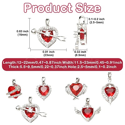 6Pcs 6 Styles Brass Pave Cubic Zirconia Pendants KK-CJ0014-15-1