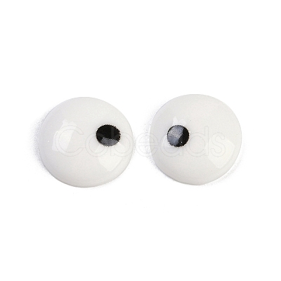 White and Black Flat Round Cartoon Resin Cabochons CRES-Q009-01K-1