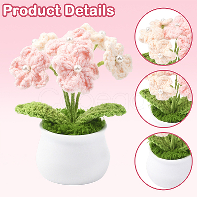 1Pc Hand Knitted Potted Plants Crochet Flower DJEW-SC0001-15E-1