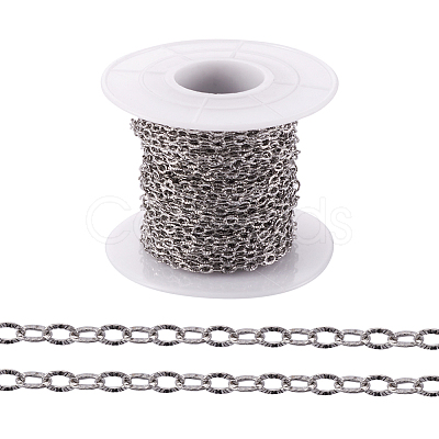 Tarnish Resistant 304 Stainless Steel Textured Cable Chains CHS-H007-05P-1