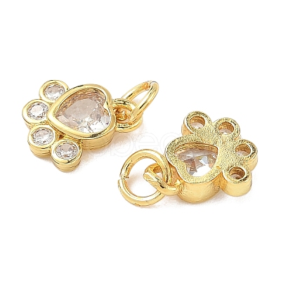 Brass Pave Cubic Zirconia Paw Print Charms LS-KK-I355-17G-06-1