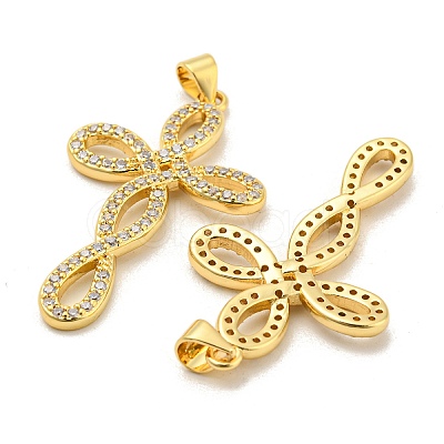 Rack Plating Brass Micro Pave Cubic Zirconia Pendants KK-F869-12G-1