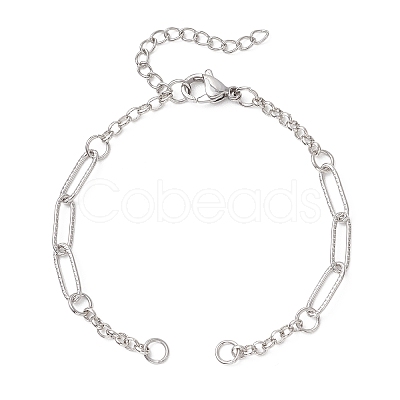 304 Stainless Steel Paperclip Chain Rolo Chain Bracelet Making AJEW-JB01498-1