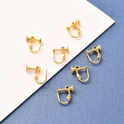 Brass Clip-on Earring Findings KK-F824-021G-1