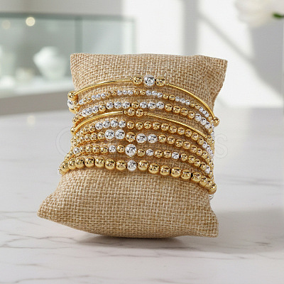 8Pcs 8 Styles Brass Round Beads Stretch Bracelets & Beaded Bracelets for Women HH7054-1-1