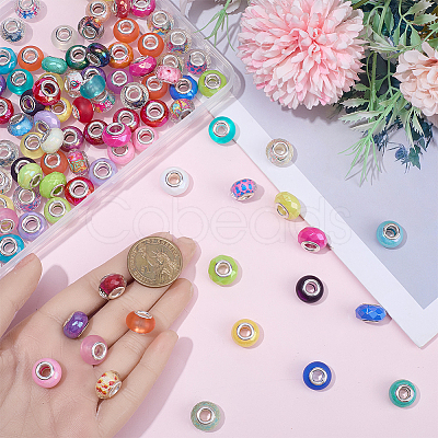 120Pcs 4 Styles Opaque Acrylic European Beads OACR-SC0002-73-1