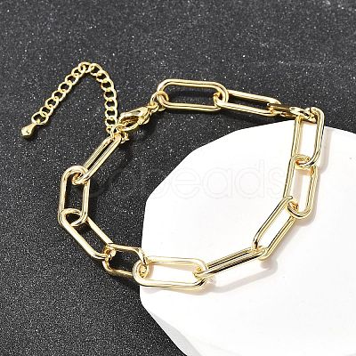 Brass Paperclip Chain Bracelets for Women LS-BJEW-H639-09G-1