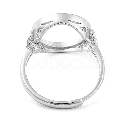 Flat Round Adjustable 925 Sterling Silver Ring Components STER-G042-07P-1