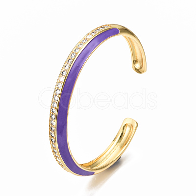 Brass Micro Pave Clear Cubic Zirconia Cuff Bangles BJEW-N302-004C-NF-1