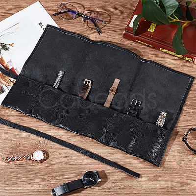 Leather Watch Roll Travel Cases CON-WH0089-69-1