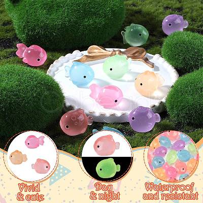 60Pcs 6 Colors Luminous Resin Fish Ornaments AJEW-SZ0002-62-1