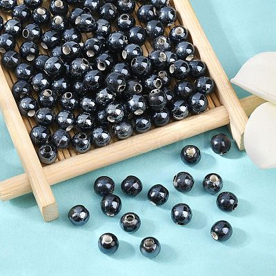 Glazed Porcelain Round Beads PORC-S489-6mm-03-1