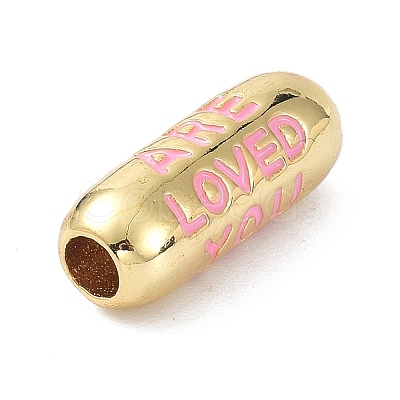 Eco-Friendly Brass Enamel Beads KK-C220-06G-03-1