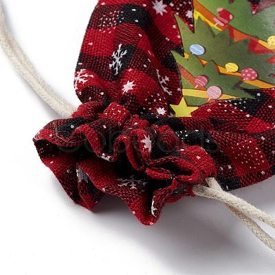 Christmas Theme Rectangle Jute Bags with Jute Cord LS-ABAG-E006-01A-1