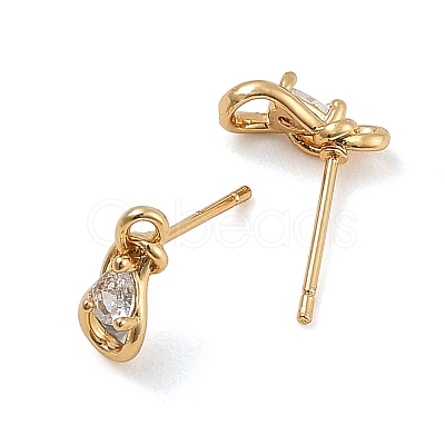SHEGRACE Teardrop Brass Micro Pave Clear Cubic Zirconia Stud Earrings XGRQ4N543-701G-1