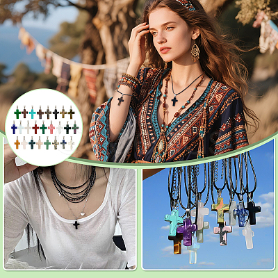 DIY Cross Pendant Necklace Making Kits DIY-FG0008-32-1