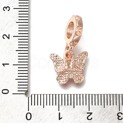 Rack Plating Alloy Rhinestone European Dangle Charms PALLOY-P307-09RG-1