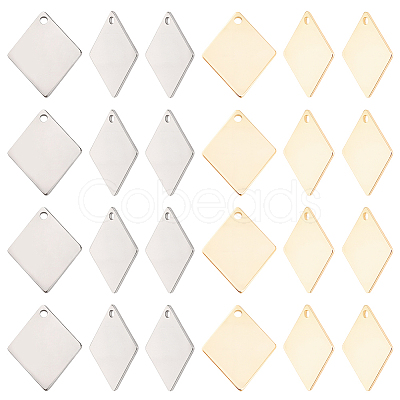 120Pcs 2 Colors 201 Stainless Steel Pendants STAS-BBC0010-53-1