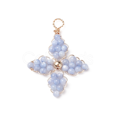 2Pcs 2 Colors Dyed Natural Freshwater Shell Beaded Pendants PALLOY-JF01910-1