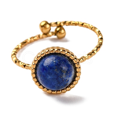 Round Natural Mixed Stone Finger Rings RJEW-Q822-01G-1