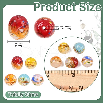 20Pcs 5 Colors Handmade Lampwork Beads LAMP-YW0004-28-1