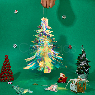 3Pcs 3 Styles Plastic Christmas Tree Pendant Decorations DIY-GF0011-69-1