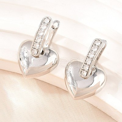 Brass Micro Pave Clear Cubic Zirconia Hoop Dangle Earrings EJEW-G471-30C-P-1