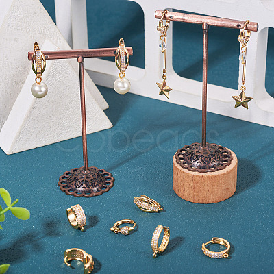 12Pcs 6 Styles Brass Micro Pave Cubic Zirconia Hoop Earring Finding KK-TA0002-57-1