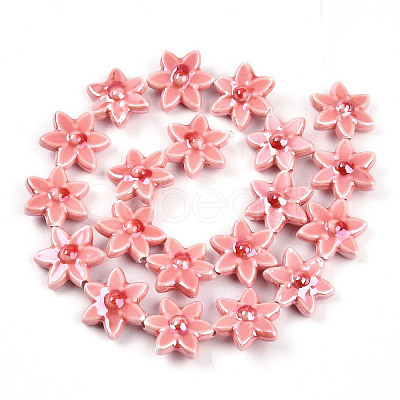 Glazed Porcelain Beads Strands PORC-N008-10H-1