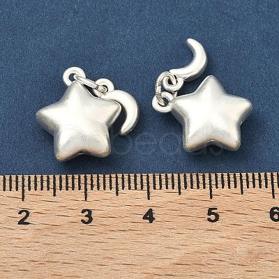 Fine Silver Chunky Star with Moon Charms STER-A050-11MS-1