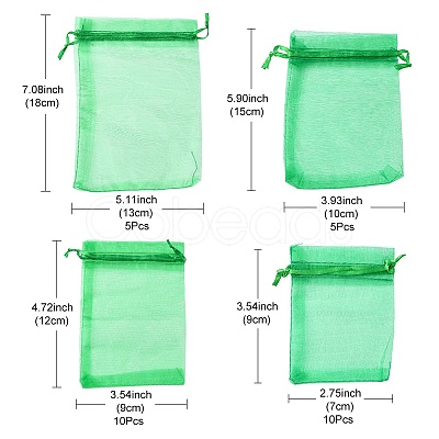30Pcs 4 Styles Rectangle Organza Bags Jewellery Storage Pouches Wedding Favour Party Mesh Drawstring Gift OP-FS0001-01D-1