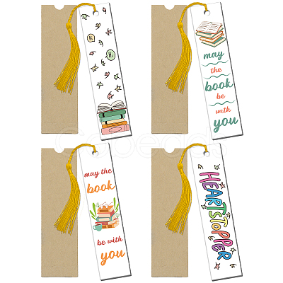 4 Patterns Rectangle Waterproof Acrylic Bookmarks Set DIY-GL0004-50B-1