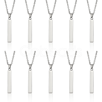 CHGCRAFT 10Pcs 201 Stainless Steel Rectangle Pendant Necklace NJEW-CA0001-16-1