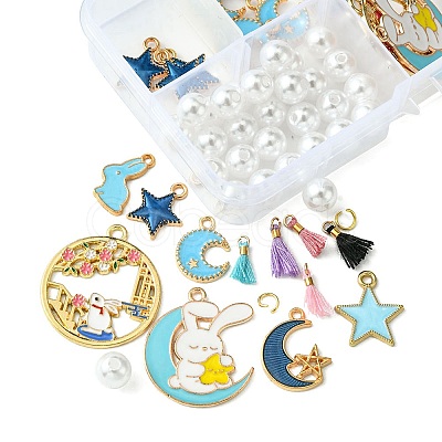 DIY Alloy Enamel & Acrylic & Polycotton Tassel Dangle Earrings Making Kits DIY-FS0001-21B-1