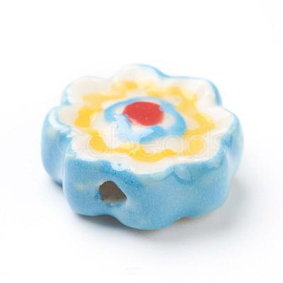 Handmade Porcelain Flower Beads Strands PORC-G006-14A-1