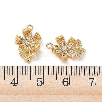 Brass Micro Pave Clear Cubic Zirconia Pendants KK-P355-02G-1