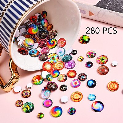 280Pcs 4 Styles Flat Back Glass Cabochons GGLA-SZ0001-32-1