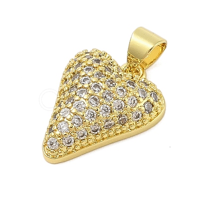 Heart Rack Plating Brass Micro Pave Cubic Zirconia Pendants KK-Z074-52G-1