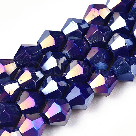 Opaque Solid Color Electroplate Glass Beads Strands LS-EGLA-A039-P6mm-B10-1