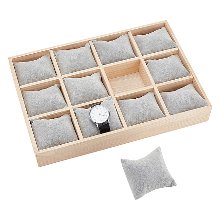 12 Slots Wooden Watch Organizer Trays AJEW-WH0471-143B-1