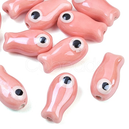 Handmade Porcelain Beads LS-PORC-WH0019-02B-1