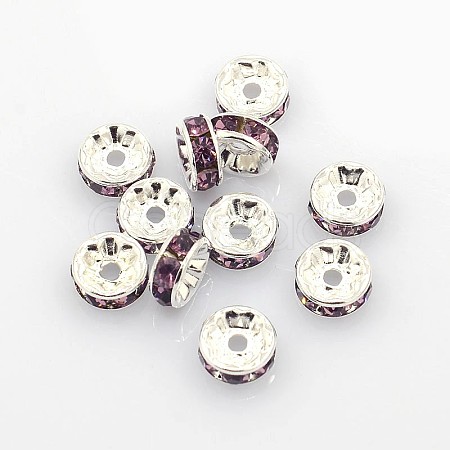 Brass Grade A Rhinestone Spacer Beads RSB038NF-16-1