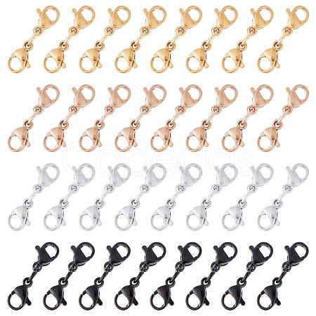 32Pcs 4 Colors 304 Stainless Steel Double Lobster Claw Clasps STAS-CP0001-03-1