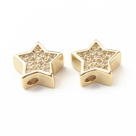 Rack Plating Brass Cubic Zirconia Beads KK-B051-01G-02-1