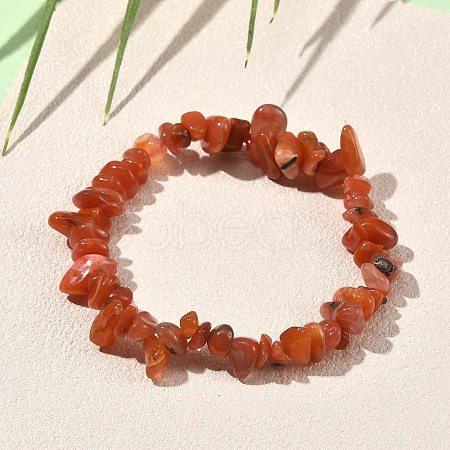 Natural South Red Agate Beaded Stretch Bracelets GG-CBADCD7-01-1